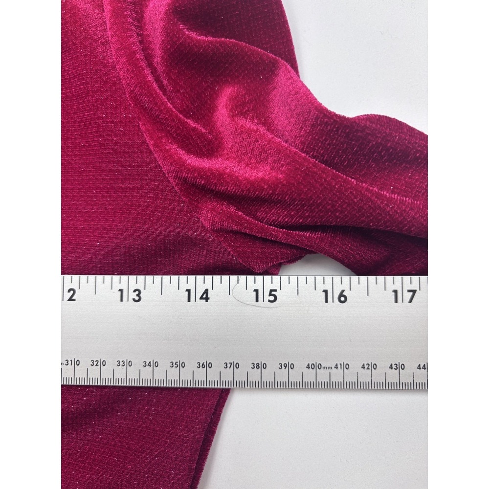 Urban Outfitters Velvet Red Metallic Deep Plunge Long Sleeve Slim Fit Top‎ Small - Picture 8 of 10